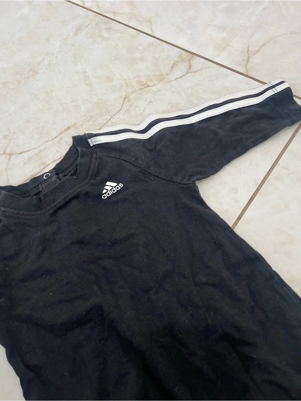 Adidas Black Logo Striped Coverall Onesie Size 6 Months